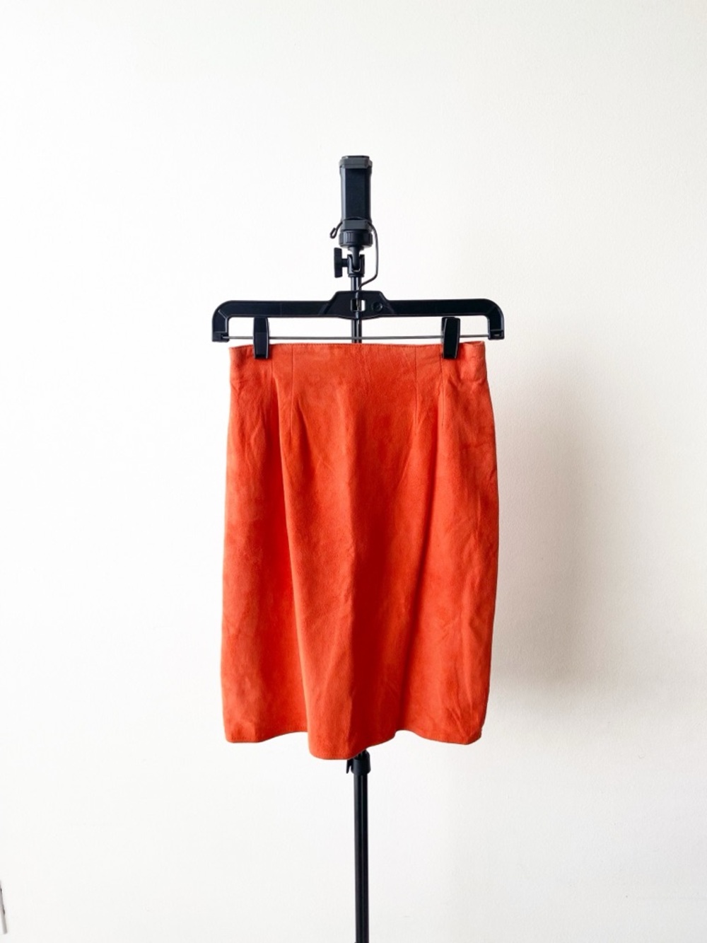 Vintage Vakko Orange Suede Pencil Skirt Size XS